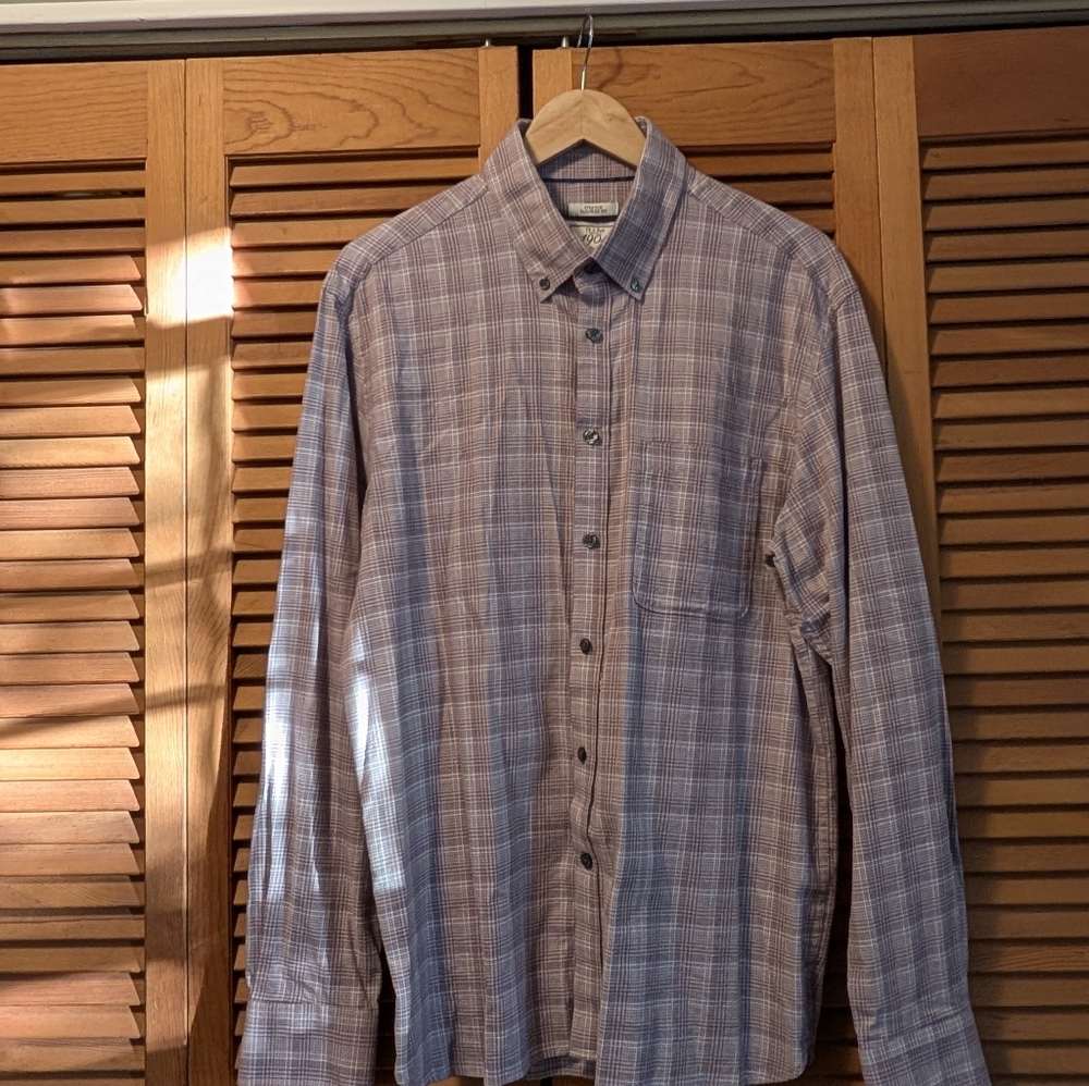 Men's Plaid Button-Down Shirt - Red and White